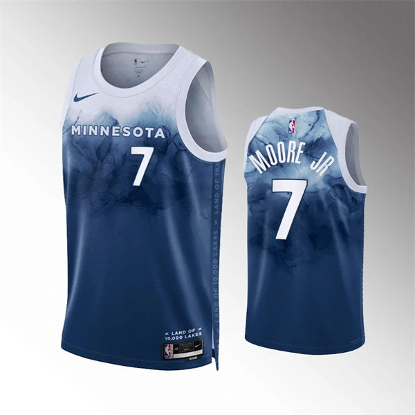  Men's Minnesota Timberwolves #7 Wendell Moore Jr. 2023-24 City Edition Jersey Predominantly Predominantly Blue 