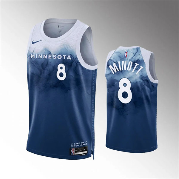  Men's Minnesota Timberwolves #8 Josh Minott 2023-24 City Edition Jersey Predominantly Predominantly Blue 