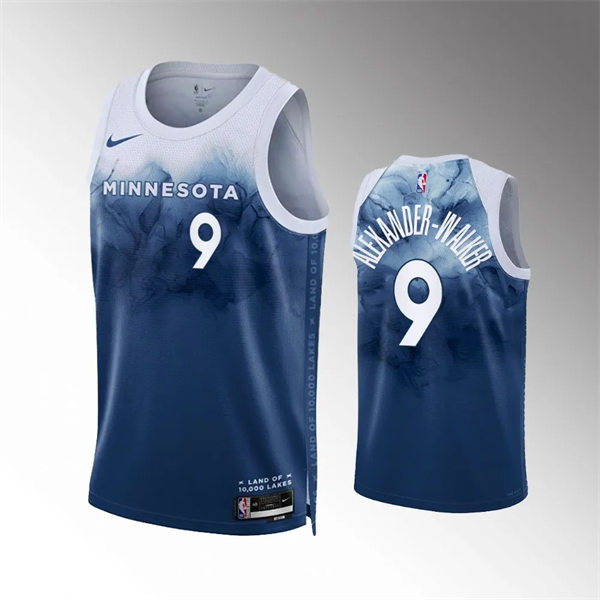  Men's Minnesota Timberwolves #9 Nickeil Alexander-Walker 2023-24 City Edition Jersey Predominantly Predominantly Blue 