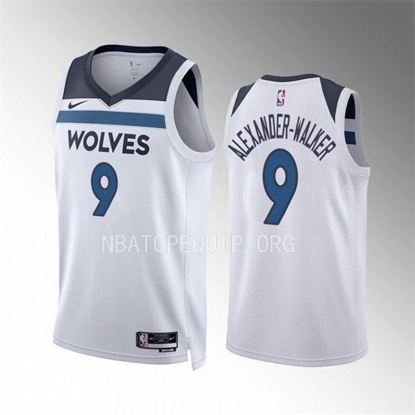  Men's Minnesota Timberwolves #9 Nickeil Alexander-Walker White Association Edition Player Jersey 