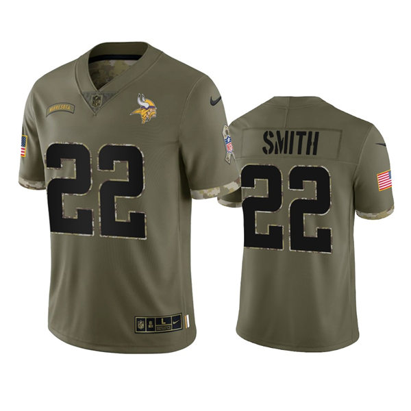  Men's Minnesota Vikings #22 Harrison Smith Olive 2022 Salute To Service Jersey 