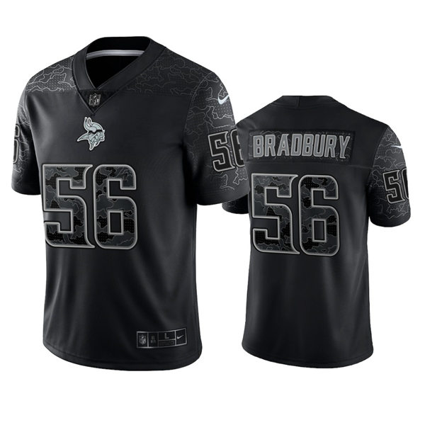  Men's Minnesota Vikings #56 Garrett Bradbury Black Reflective Limited Jersey 