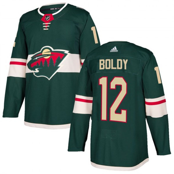  Men's Minnesota Wild #12 Matthew Boldy Adidas Home Green Player Jersey 