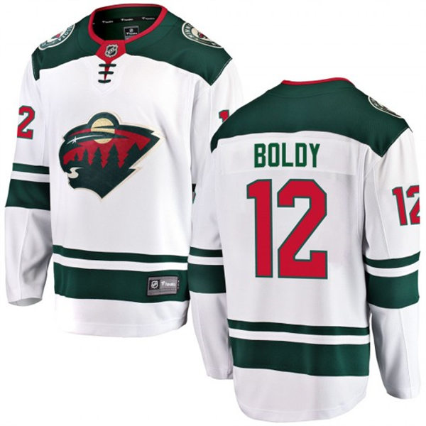  Men's Minnesota Wild #12 Matthew Boldy Adidas White Away Player Jersey 