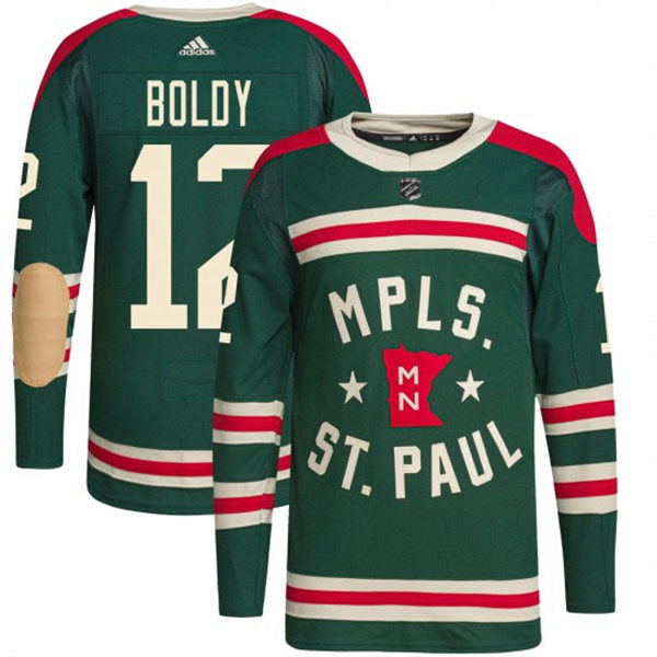  Men's Minnesota Wild #12 Matthew Boldy Green Green 2022 Winter Classic Jersey 