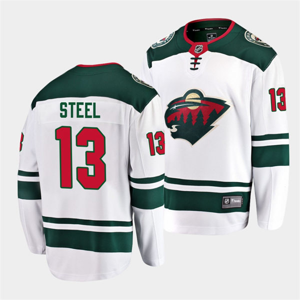  Men's Minnesota Wild #13 Sam Steel Adidas White Away Player Jersey 