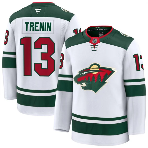  Men's Minnesota Wild #13 Yakov Trenin Fanatics Away White Premium Player Jersey 