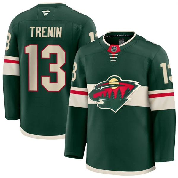  Men's Minnesota Wild #13 Yakov Trenin Fanatics Home Green Premium Player Jersey 