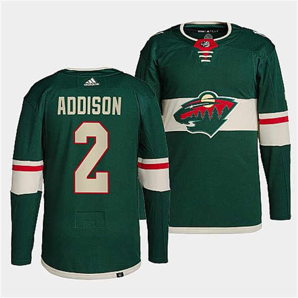  Men's Minnesota Wild #2 Calen Addison Adidas Home Green Player Jersey 