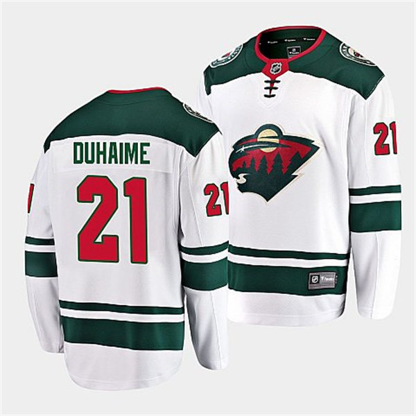  Men's Minnesota Wild #21 Brandon Duhaime Adidas White Away Player Jersey 
