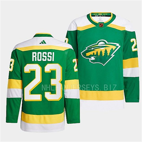  Men's Minnesota Wild #23 Marco Rossi Green 2022 Reverse Retro Primegreen Jersey 