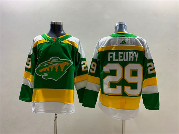  Men's Minnesota Wild #29 Marc-Andre Fleury Green 2022 Reverse Retro Primegreen Jersey 