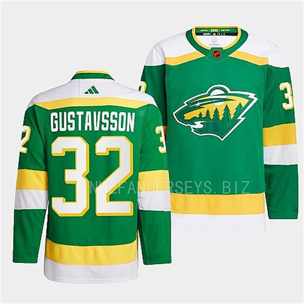  Men's Minnesota Wild #32 Filip Gustavsson Green 2022 Reverse Retro Primegreen Jersey 