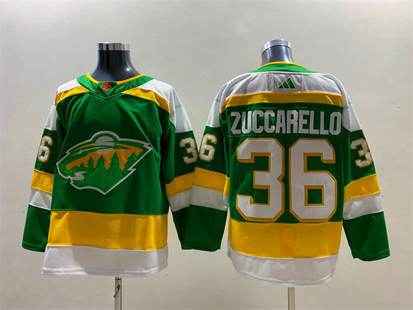  Men's Minnesota Wild #36 Mats Zuccarello Green 2022 Reverse Retro Primegreen Jersey 