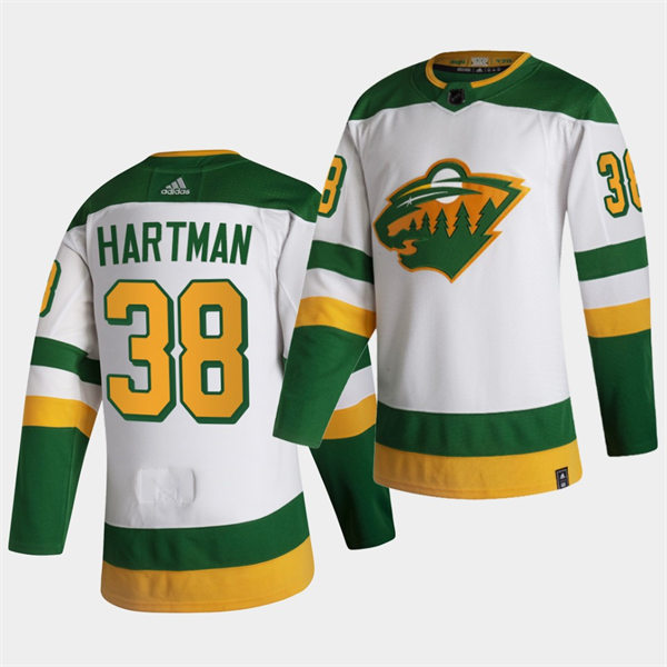  Men's Minnesota Wild #38 Ryan Hartman Adidas 2021 White Reverse Retro Jersey 