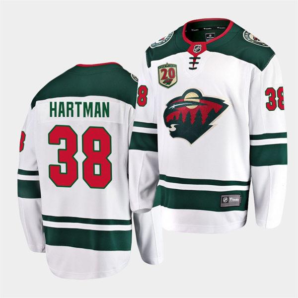  Men's Minnesota Wild #38 Ryan Hartman Adidas Away White Jersey 