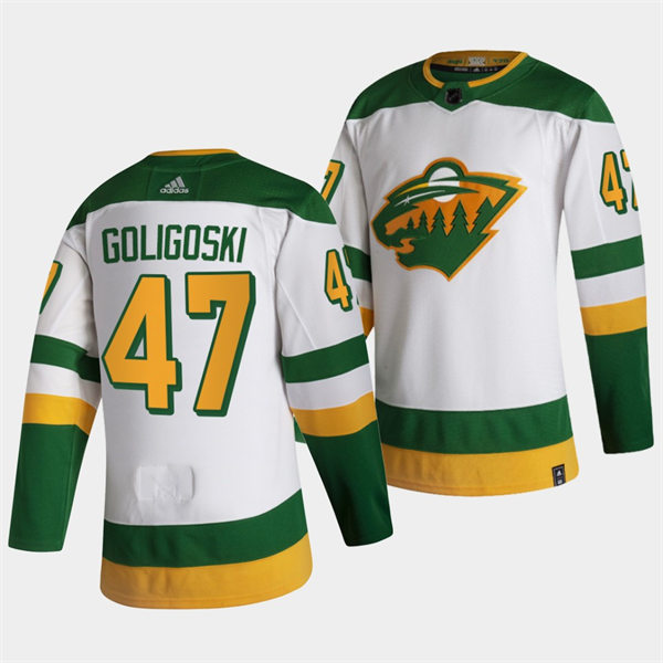  Men's Minnesota Wild #47 Alex Goligoski Adidas 2021 White Reverse Retro Jersey 