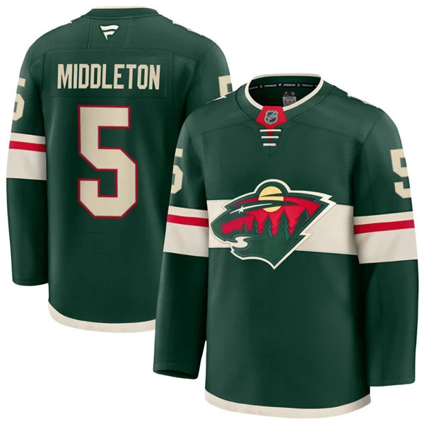 Men's Minnesota Wild #5 Jake Middleton Fanatics Home Green Premium Player Jersey 
