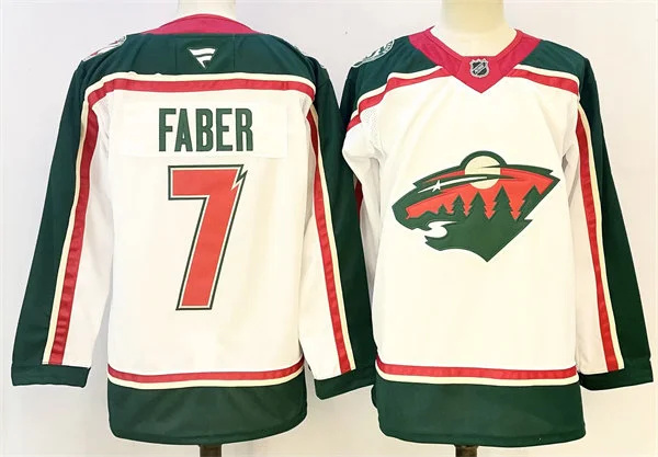  Men's Minnesota Wild #7 Brock Faber Fanatics White 25th Anniversary Premium Jersey 