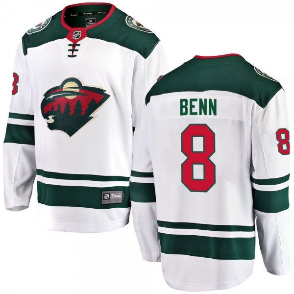  Men's Minnesota Wild #8 Jordie Benn Adidas Away White Jersey 