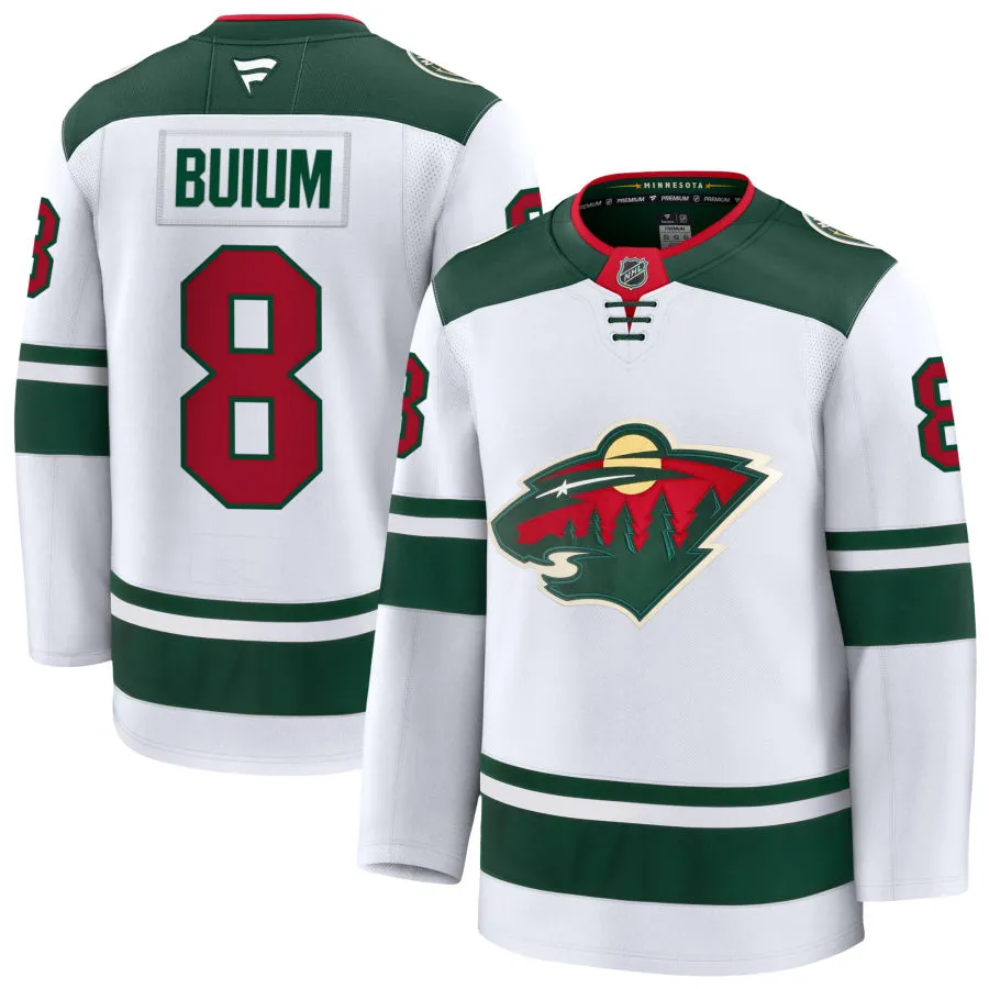  Men's Minnesota Wild #8 Zeev Buium Fanatics Away White Jersey 