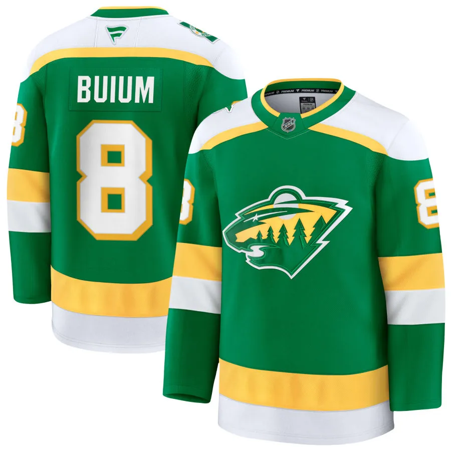  Men's Minnesota Wild #8 Zeev Buium Fanatics Green Alternate Premium Jersey 