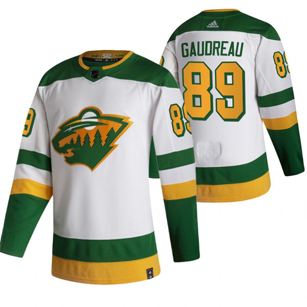  Men's Minnesota Wild #89 Frederick Gaudreau Adidas 2021 White Reverse Retro Jersey 