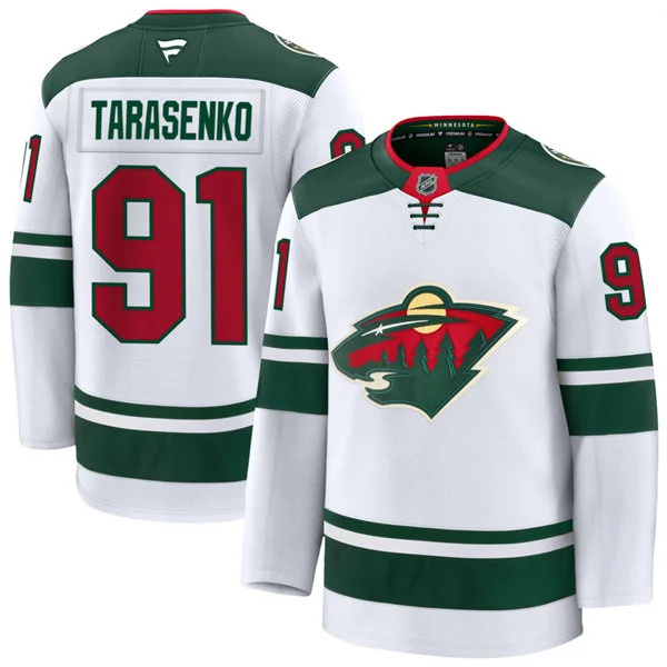  Men's Minnesota Wild #91 Vladimir Tarasenko Fanatics Away White Premium Player Jersey 