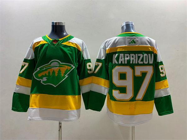  Men's Minnesota Wild #97 Kirill Kaprizov Green 2022 Reverse Retro Primegreen Jersey 