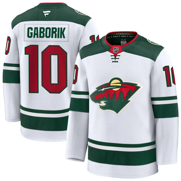  Men's Minnesota Wild Retired Player #10 Marian Gaborik Fanatics Away White Premium Player Jersey 