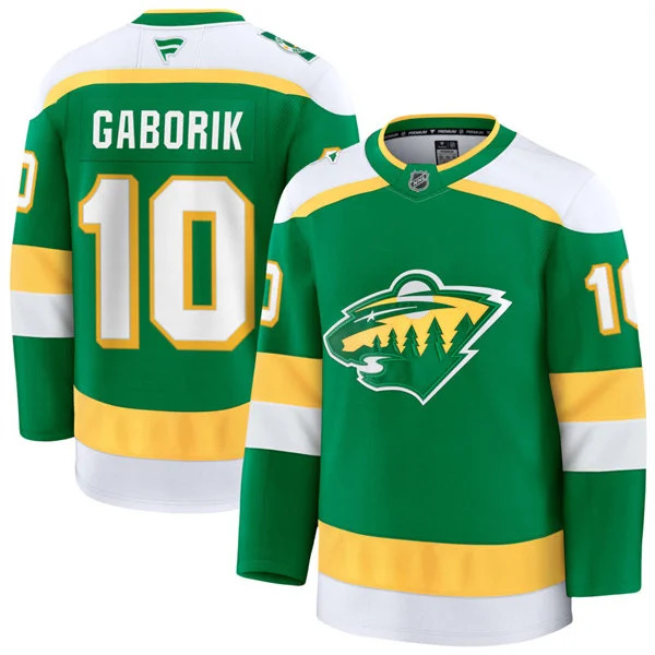  Men's Minnesota Wild Retired Player #10 Marian Gaborik Fanatics Green Alternate Premium Jersey 