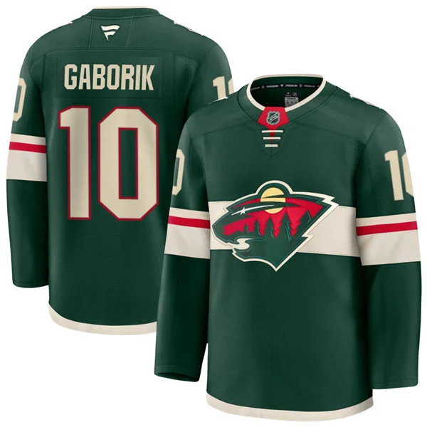  Men's Minnesota Wild Retired Player #10 Marian Gaborik Fanatics Home Green Premium Player Jersey 