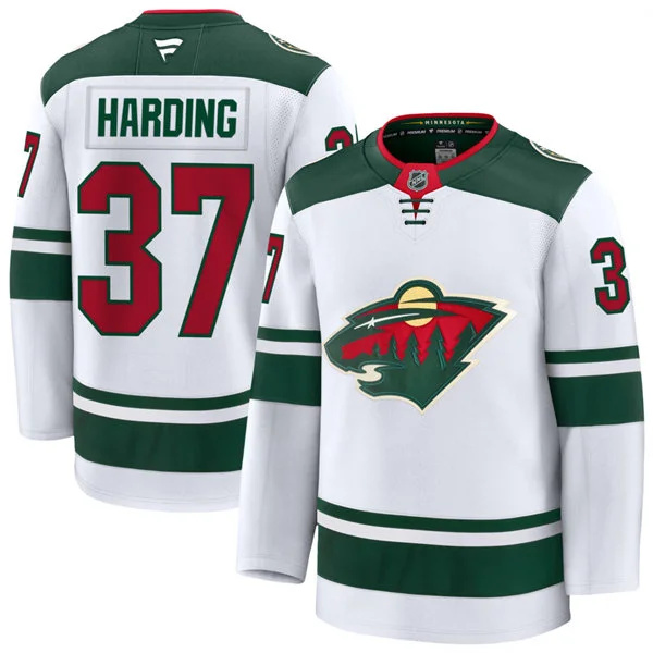  Men's Minnesota Wild Retired Player #37 Josh Harding Fanatics Away White Premium Player Jersey 