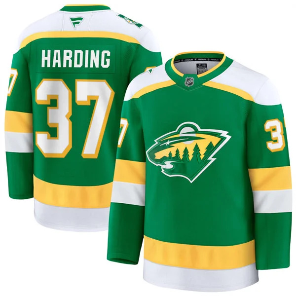  Men's Minnesota Wild Retired Player #37 Josh Harding Fanatics Green Alternate Premium Jersey 