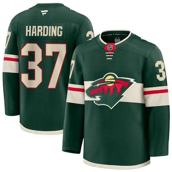  Men's Minnesota Wild Retired Player #37 Josh Harding Fanatics Home Green Premium Player Jersey 