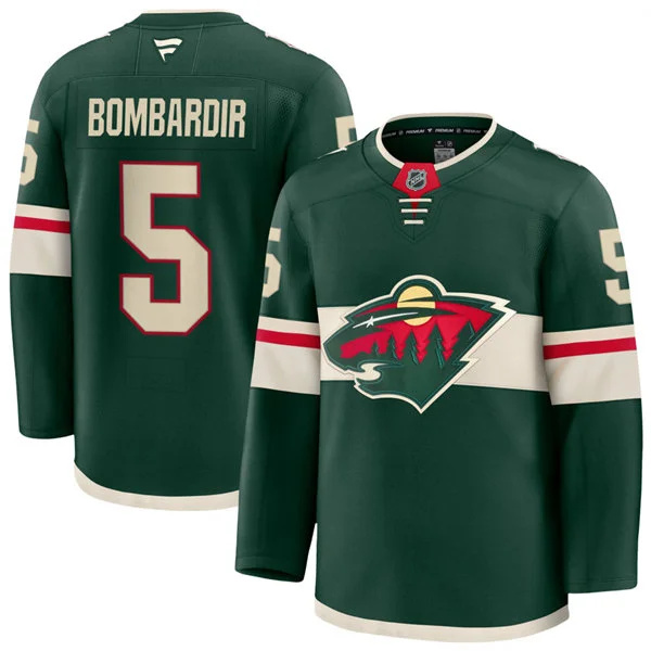  Men's Minnesota Wild Retired Player #5 Brad Bombardir Fanatics Home Green Premium Player Jersey 