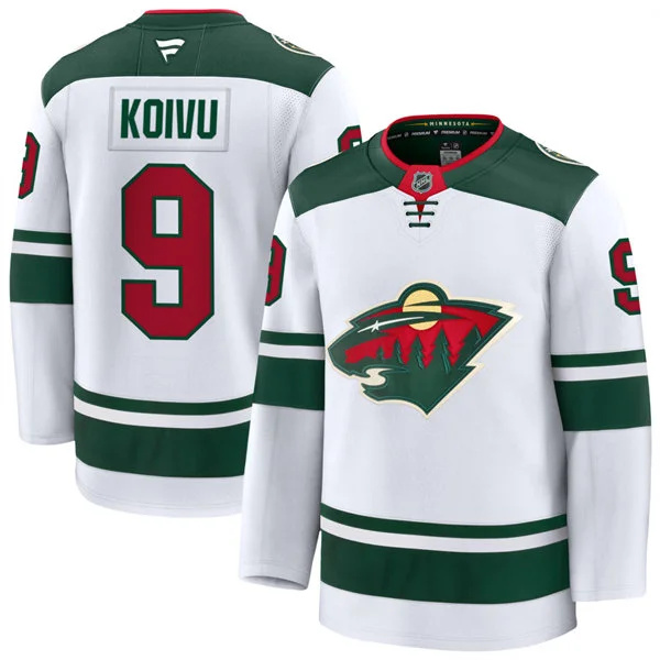  Men's Minnesota Wild Retired Player #9 Mikko Koivu Fanatics Away White Premium Player Jersey 