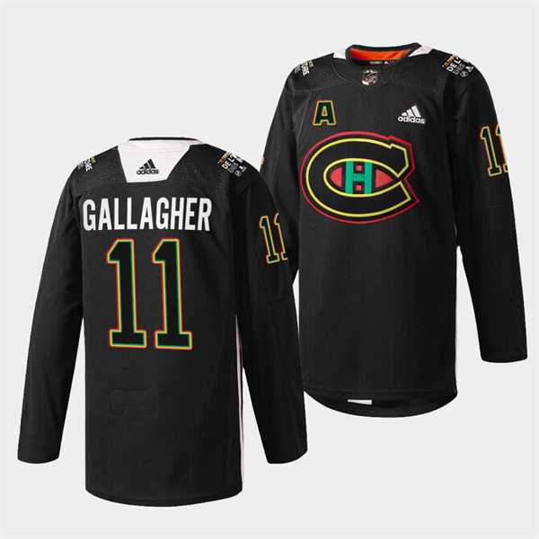  Men's Montreal Canadiens #11 Brendan Gallagh Black History Night Jersey 