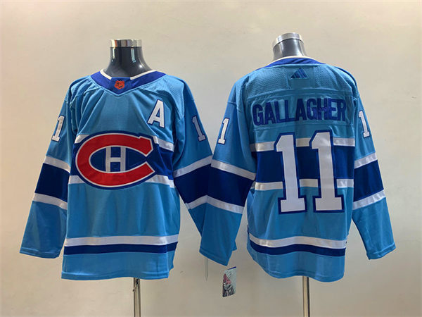 Men's Montreal Canadiens #11 Brendan Gallagher Blue 2022 Reverse Retro Primegreen Jersey 