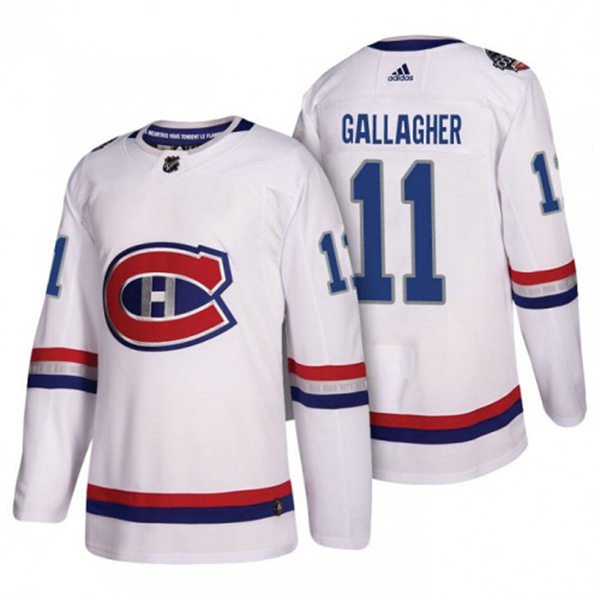  Men's Montreal Canadiens #11 Brendan Gallagher adidas White 100TH Classic Heritage Jersey 
