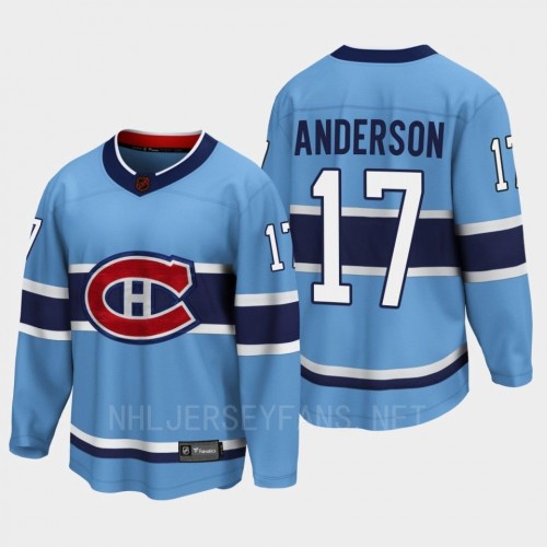  Men's Montreal Canadiens #17 Josh Anderson Blue 2022 Reverse Retro Primegreen Jersey 