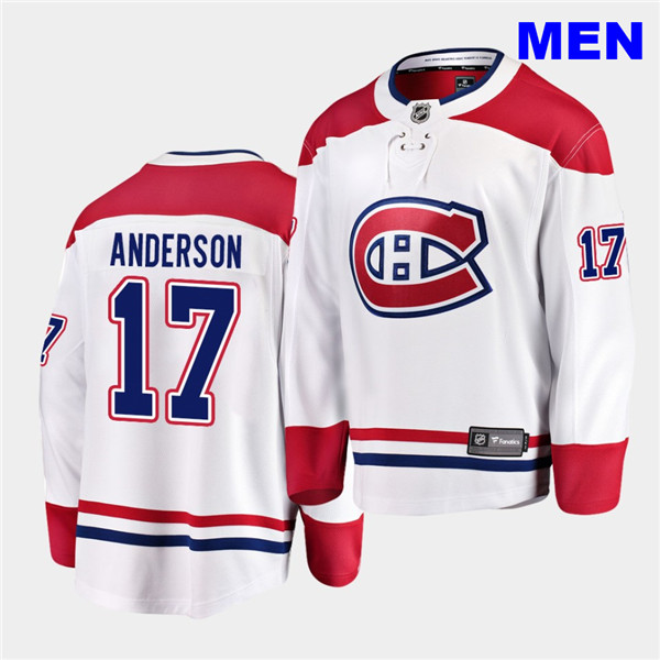  Men's Montreal Canadiens #17 Josh Anderson adidas Away White  Jersey 