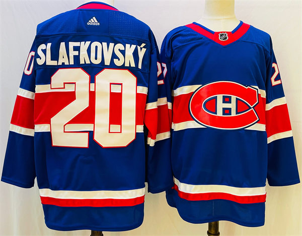 Men's Montreal Canadiens #20 Juraj Slafkovsky Blue 2021 Season Reverse Retro Jersey 