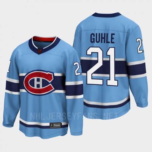  Men's Montreal Canadiens #21 Kaiden Guhle Blue 2022 Reverse Retro Primegreen Jersey 