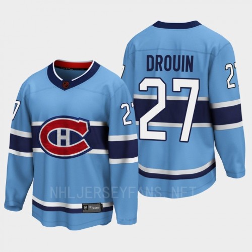  Men's Montreal Canadiens #27 Jonathan Drouin Blue 2022 Reverse Retro Primegreen Jersey 