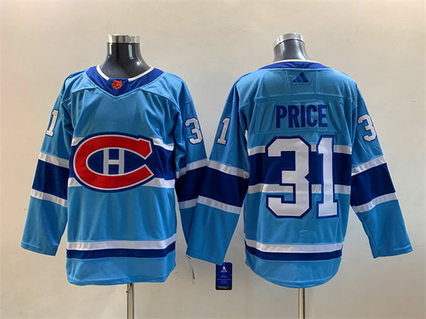  Men's Montreal Canadiens #31 Carey Price Blue 2022 Reverse Retro Primegreen Jersey 