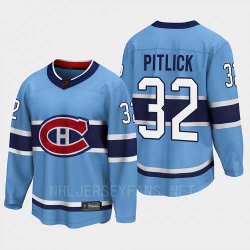  Men's Montreal Canadiens #32 Rem Pitlick Blue 2022 Reverse Retro Primegreen Jersey 