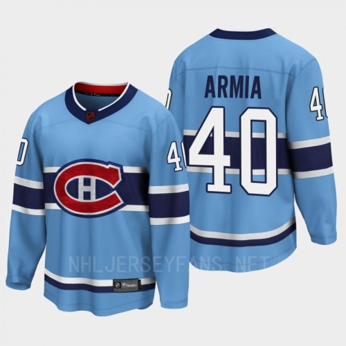  Men's Montreal Canadiens #40 Joel Armia Blue 2022 Reverse Retro Primegreen Jersey 