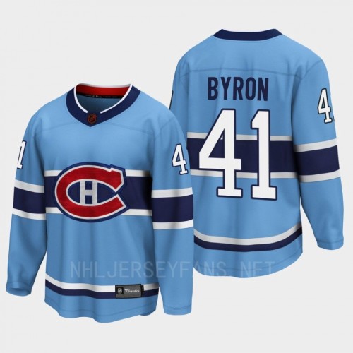  Men's Montreal Canadiens #41 Paul Byron Blue 2022 Reverse Retro Primegreen Jersey 