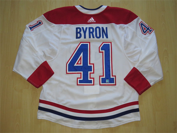  Men's Montreal Canadiens #41 Paul Byron White Away Jersey 